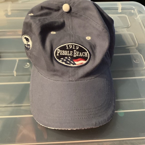 Pebble beach ball cap slate colored embroidered pebble beach trim around bill - Picture 2 of 5